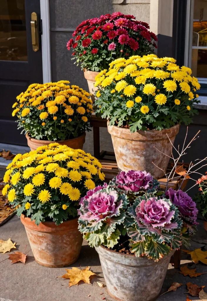 8 Festive Front Patio Fall Decor Ideas for Autumn Charm 4. Autumnal Planters and Garden Accents 0