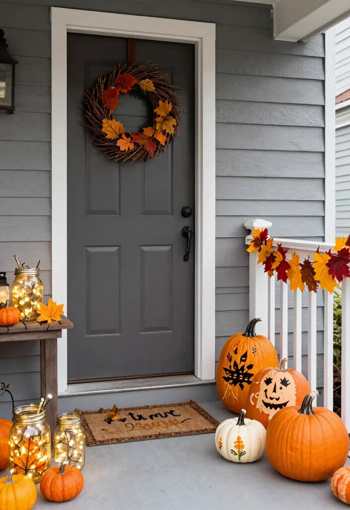 8 Festive Front Patio Fall Decor Ideas for Autumn Charm 7. Cozy Fall Themes with DIY Decor 0