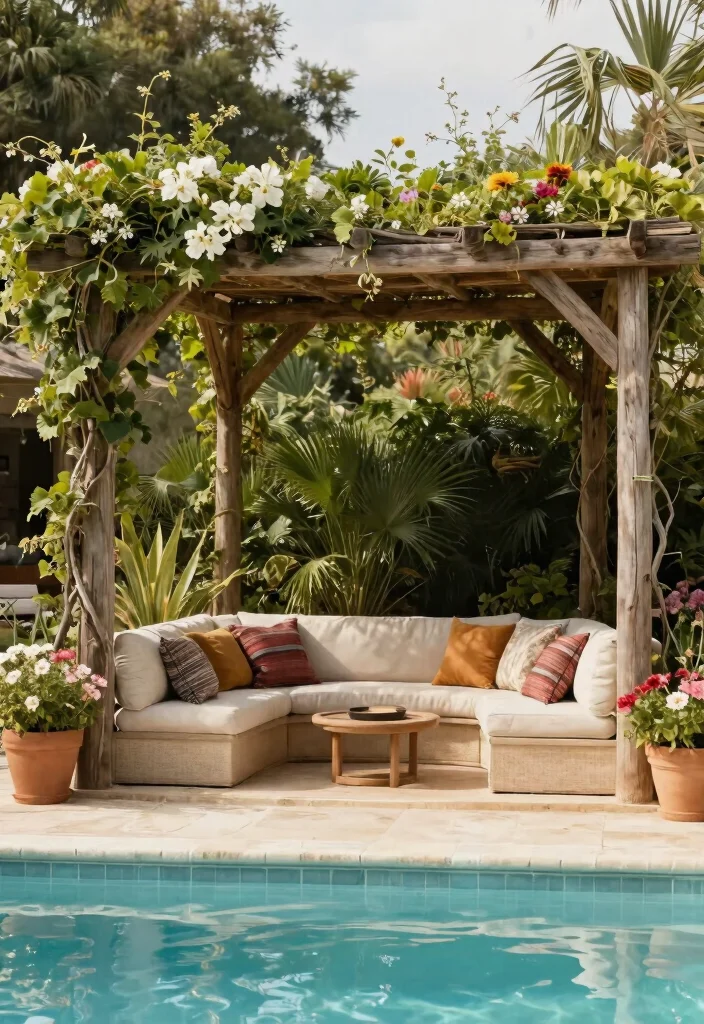 8 Soothing Pool Awning Ideas for a Resort Style Vibe 3. Rustic Wooden Pergolas 0