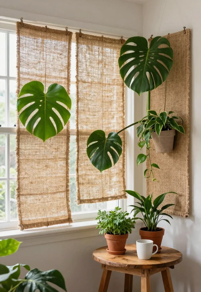 8 Stylish Box Window Curtains Ideas for Privacy 4. Jute Panels for Rustic Charm 0