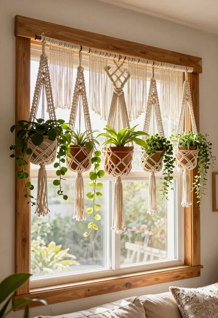 8 Stylish Window Box Valance Ideas for Interior 7. Macram Plant Hanger Valance 0
