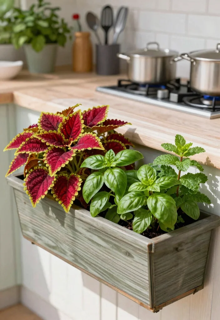 8 Vibrant Coleus Window Box Ideas for Foliage Lovers 6. Edible and Decorative Duo 0
