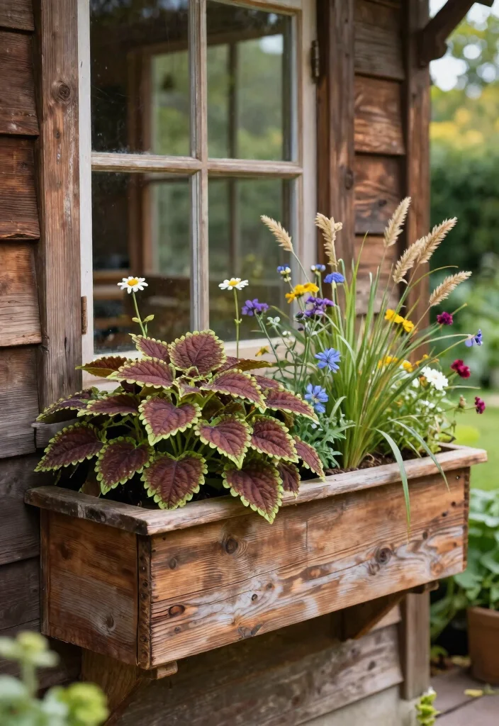 8 Vibrant Coleus Window Box Ideas for Foliage Lovers 7. Rustic Charm 0