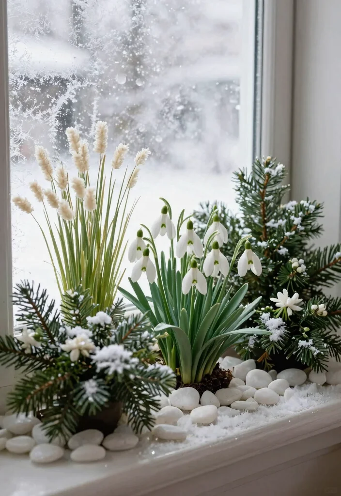 9 Beautiful Winter Window Box Ideas That Stay Green 2. Winter Wonderland with White Blooms 0