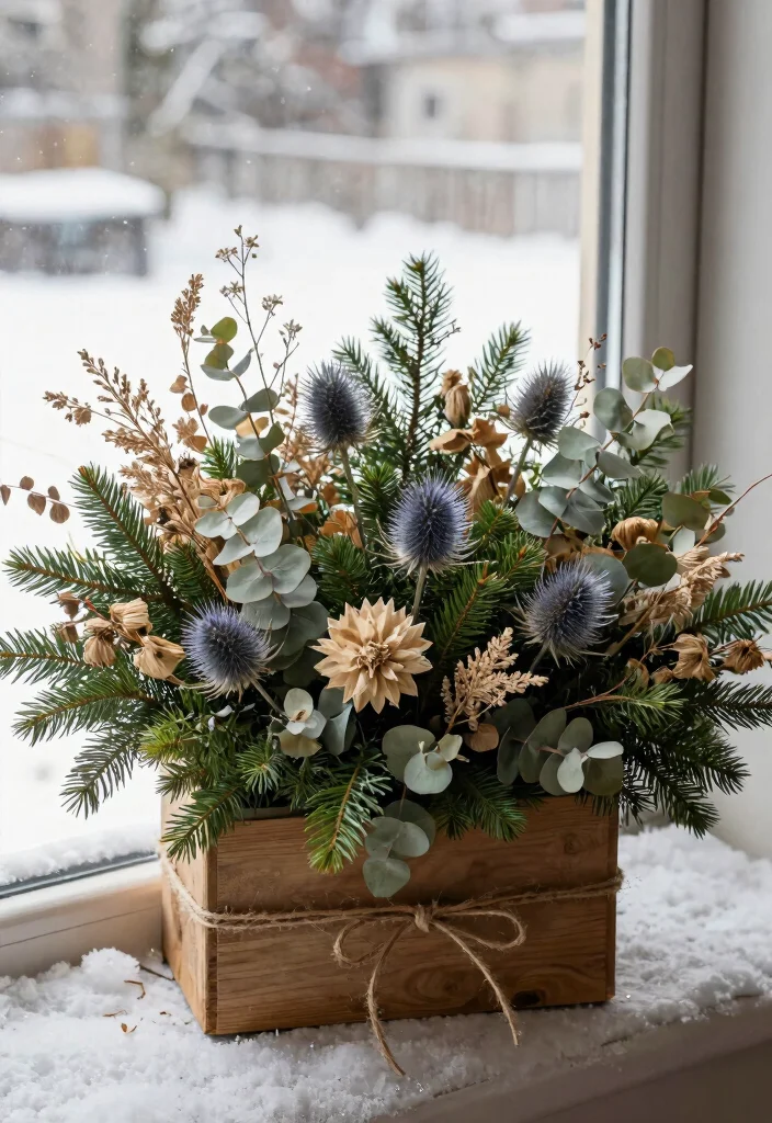 9 Beautiful Winter Window Box Ideas That Stay Green 7. Dried Flower Accents 0