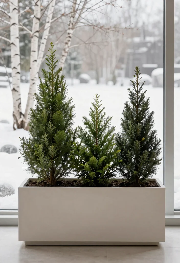 9 Beautiful Winter Window Box Ideas That Stay Green 8. Minimalist Greenery 0