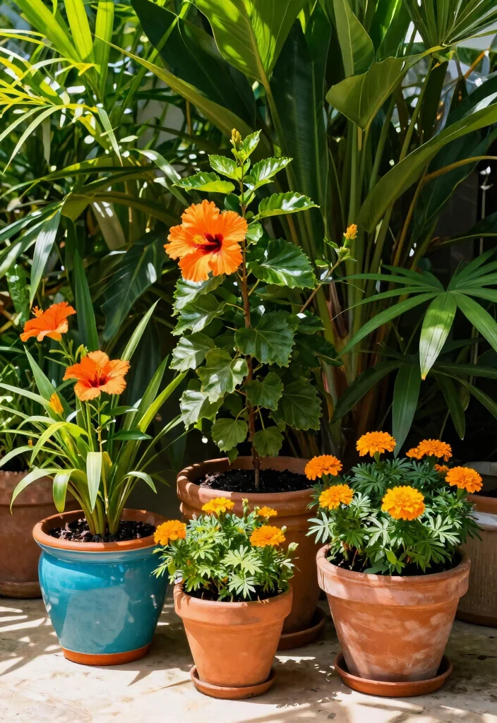 9 Bold Orange Patio Decor Ideas for Energy 1. Lush Orange Tropical Plants 0