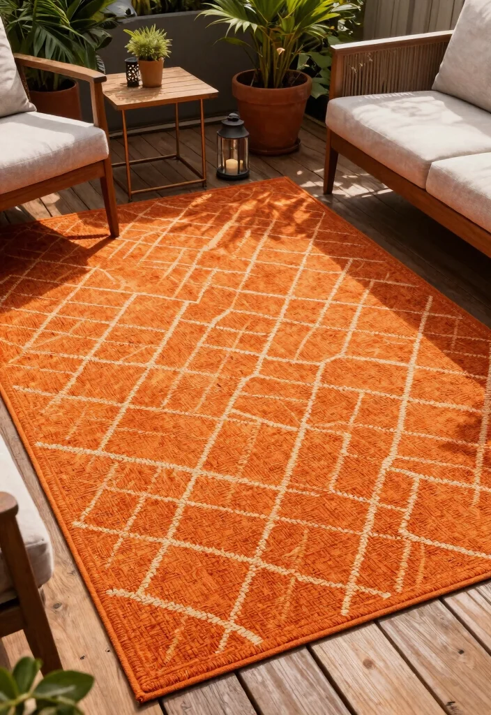 9 Bold Orange Patio Decor Ideas for Energy 3. Fun Orange Outdoor Rugs 0
