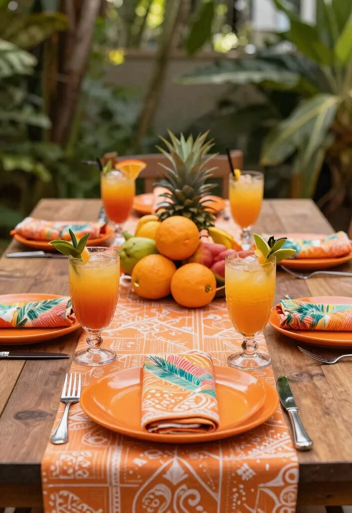 9 Bold Orange Patio Decor Ideas for Energy 4. Orange Tableware for Vibrant Dining 0