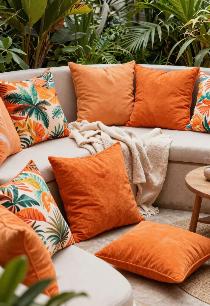 9 Bold Orange Patio Decor Ideas for Energy 5. Bright Orange Outdoor Pillows 0