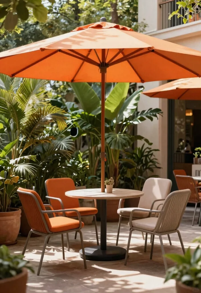 9 Bold Orange Patio Decor Ideas for Energy 8. Orange Umbrellas for Shade 0