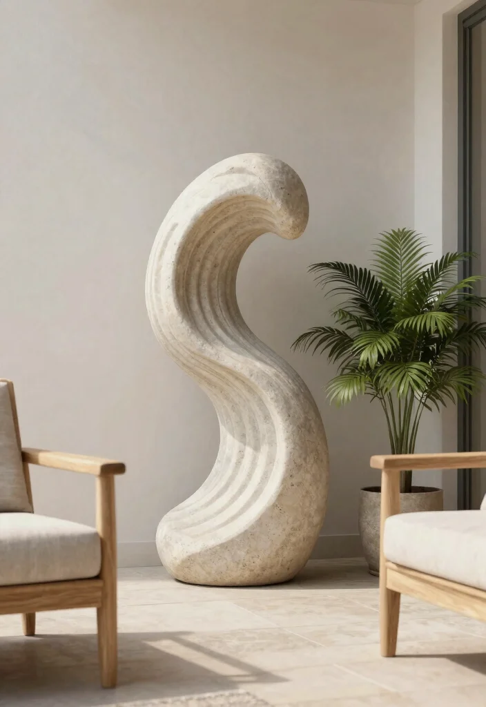9 Calm Neutral Patio Decor Ideas for a Minimalist Look 8. Natural Sculpture Accents 0