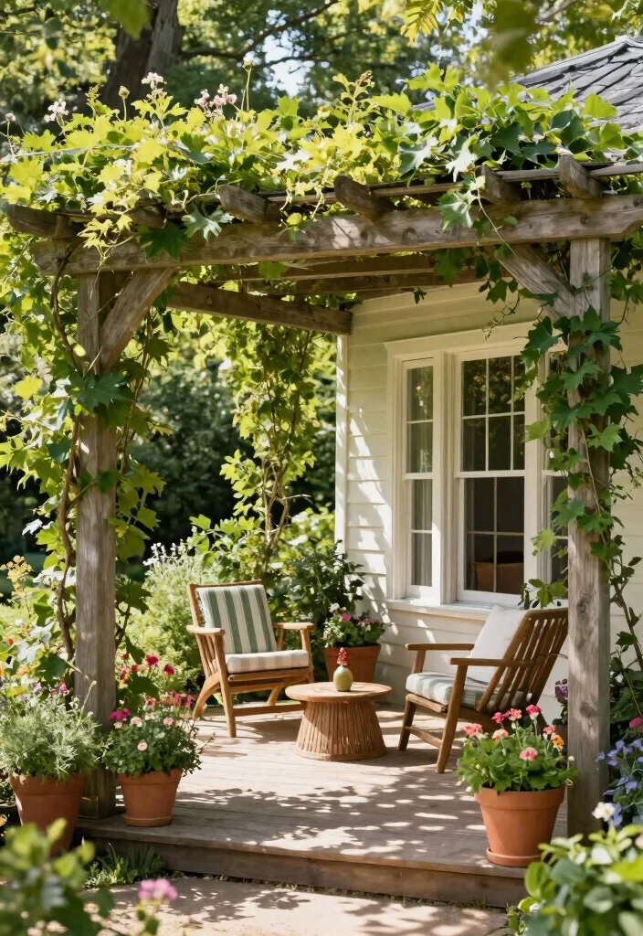 9 Classic Front Porch Awning Ideas for Summer Comfort 4. Pergola with Climbing Plants 0