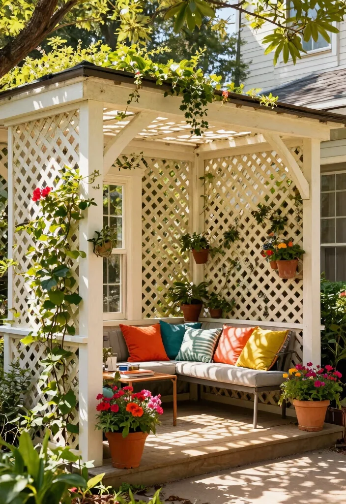 9 Classic Front Porch Awning Ideas for Summer Comfort 6. Lattice Shade Structures 0