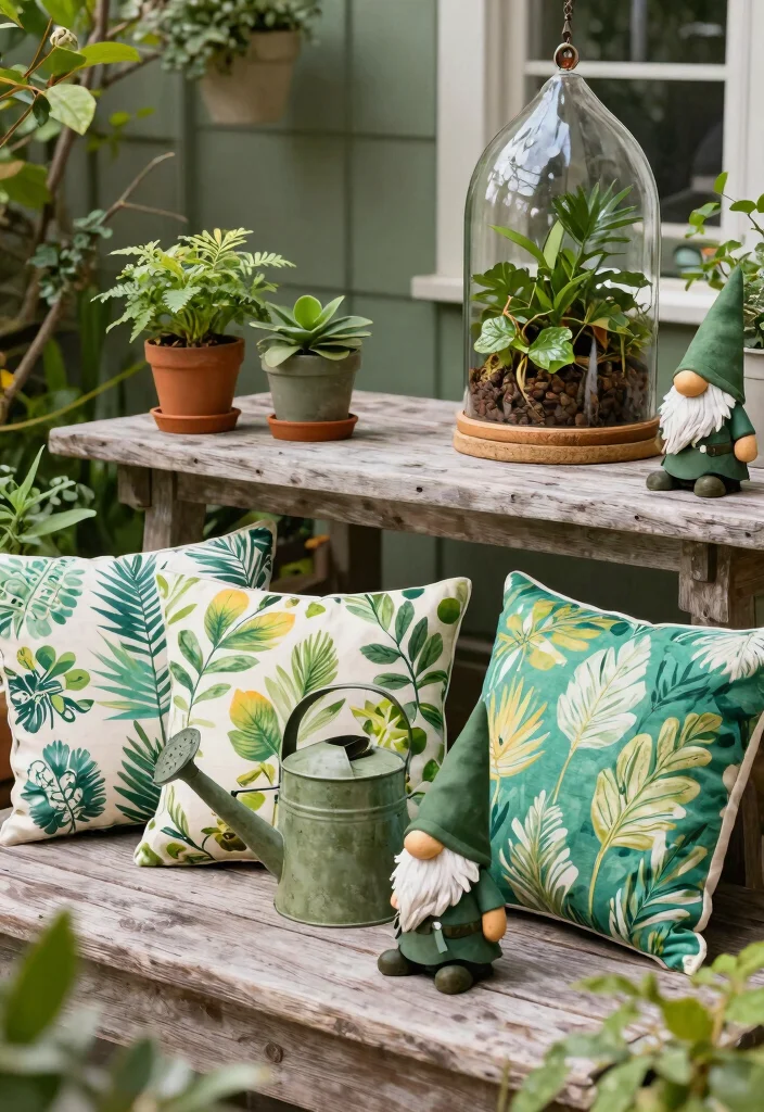 9 Lush Green Patio Decor Ideas for Garden Lovers 4. Green Garden Accessories 0