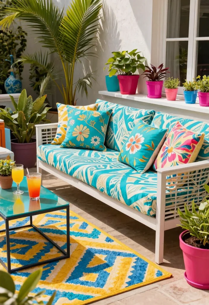 9 Lush Tropical Patio Decor Ideas for an Island Escape 5. Use Bright Colors and Patterns 0