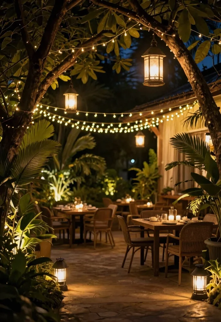 9 Lush Tropical Patio Decor Ideas for an Island Escape 6. Add Lighting to Set the Mood 0