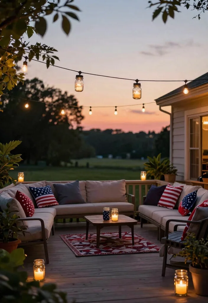 9 Patriotic 4th of July Terrace Decor Ideas for Guests 2. Festive Outdoor Lighting 0