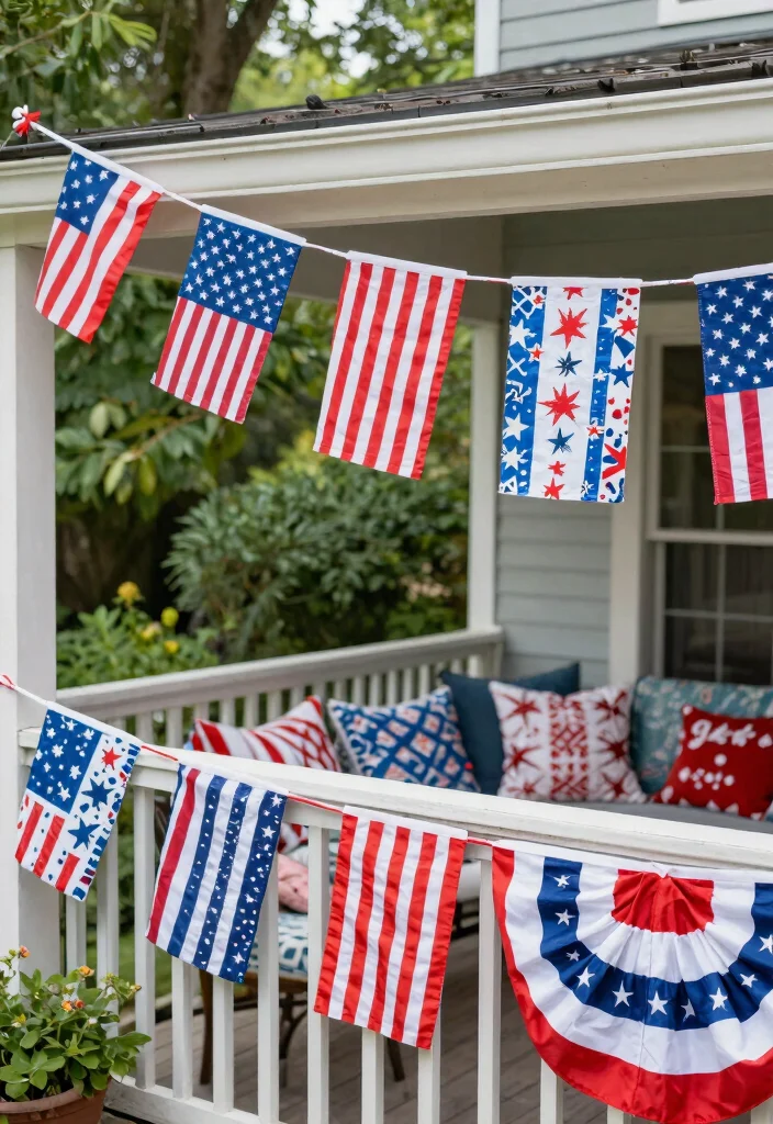 9 Patriotic 4th of July Terrace Decor Ideas for Guests 3. DIY Patriotic Banners 0