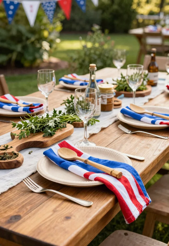 9 Patriotic 4th of July Terrace Decor Ideas for Guests 5. Natural Table Settings 0