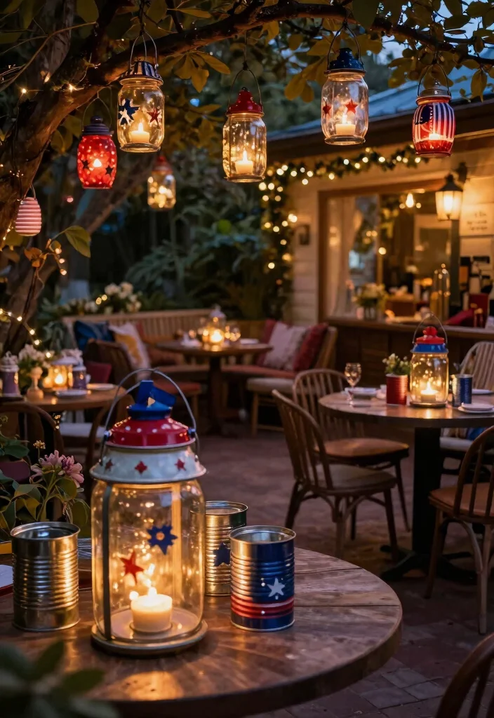 9 Patriotic 4th of July Terrace Decor Ideas for Guests 6. Upcycled Lanterns 0