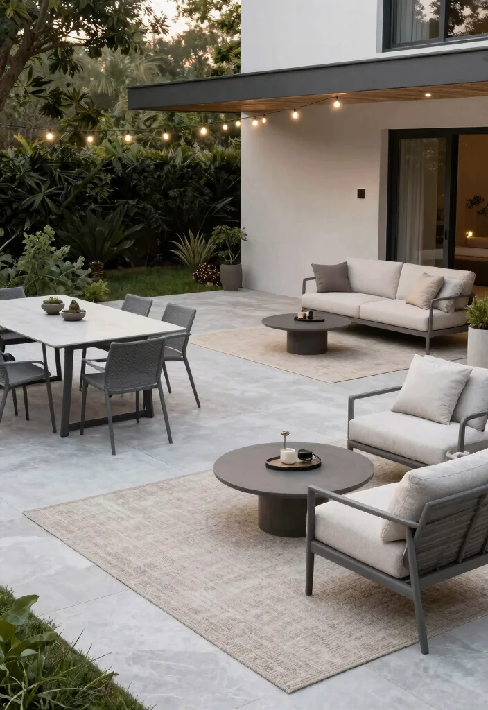 9 Sleek Minimalist Patio Design Ideas for a Clean Aesthetic 3. Create Zones with Smart Furniture Placement 0