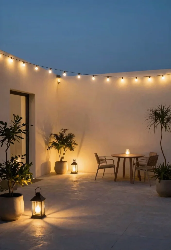 9 Sleek Minimalist Patio Design Ideas for a Clean Aesthetic 7. Use Minimalist Lighting for Ambience 0
