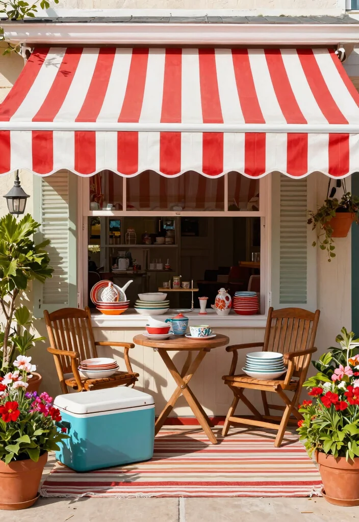9 Stylish Fabric Awning Ideas Patio Lovers Obsess Over 5. Retro Striped Awnings for Nostalgic Charm 0