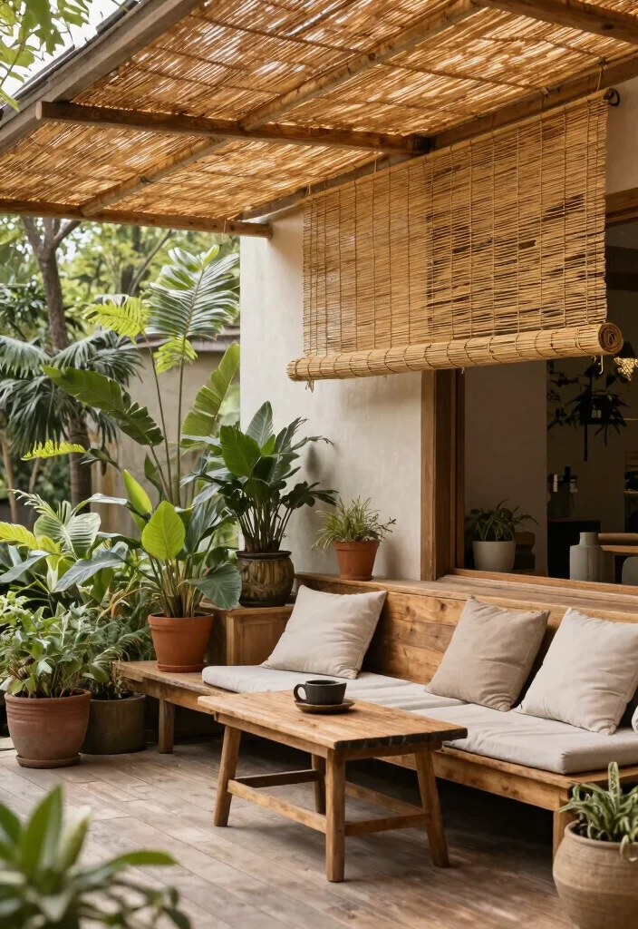 9 Stylish Fabric Awning Ideas Patio Lovers Obsess Over 9. Sustainable Bamboo Awnings for Natural Elegance 0