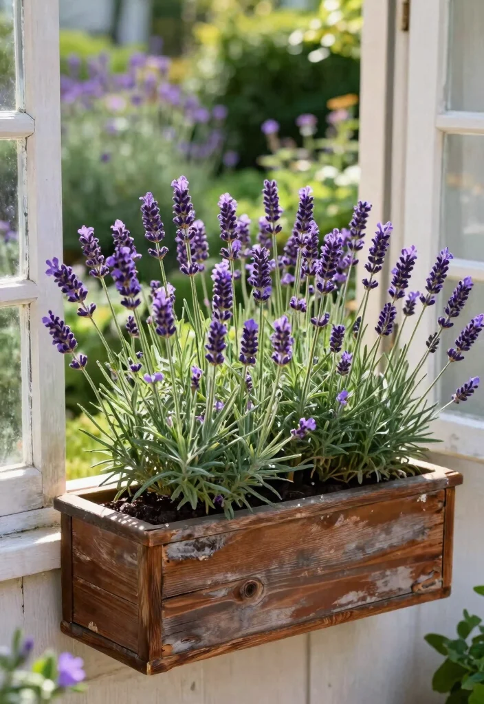 9 Vibrant Window Flower Box Ideas for Full Sun Exposure 6. Lush Lavender Love 0