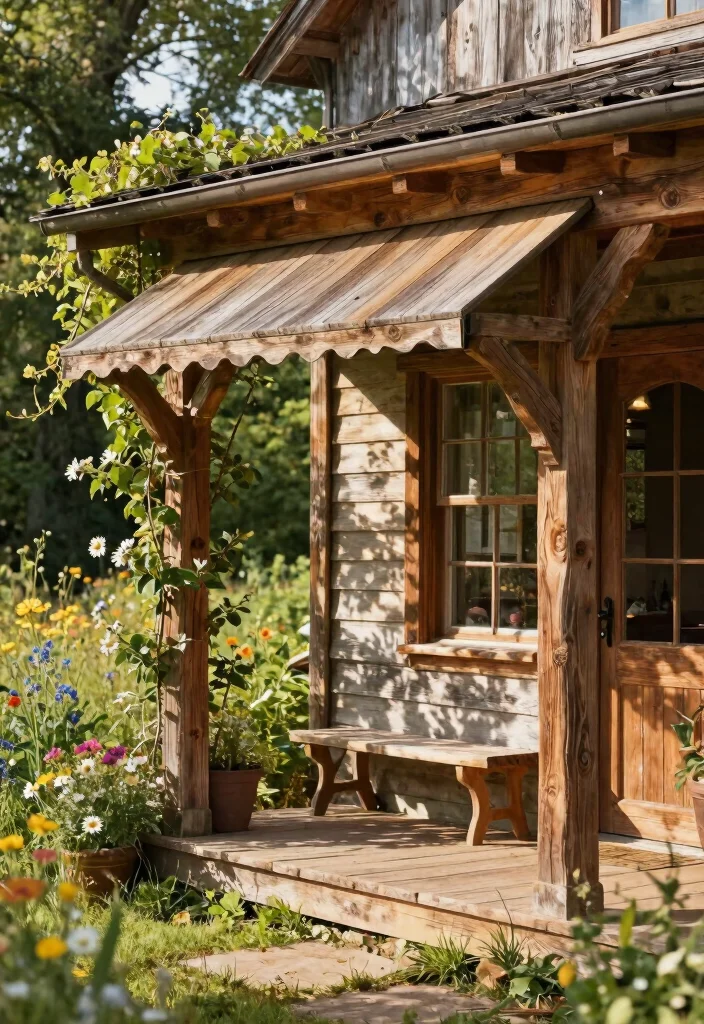 9 Vintage Window Awning Ideas to Cool Your Home Naturally 2. Rustic Wooden Awnings for a Farmhouse Aesthetic 0
