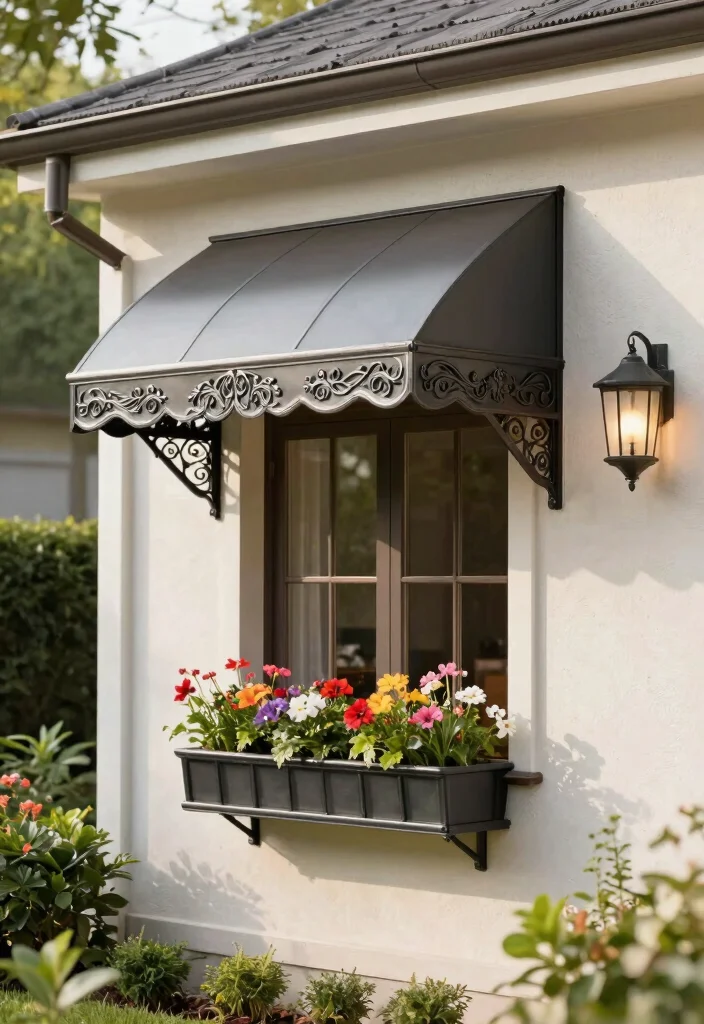 9 Vintage Window Awning Ideas to Cool Your Home Naturally 4. Elegant Metal Awnings for a Touch of Class 0