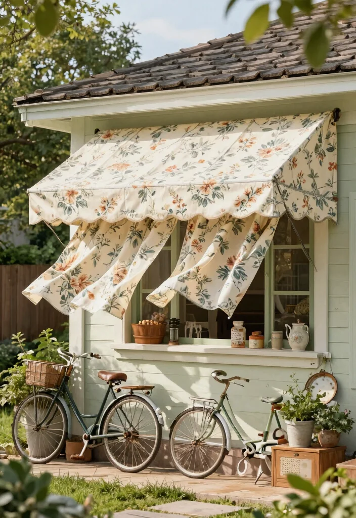9 Vintage Window Awning Ideas to Cool Your Home Naturally 7. Vintage Awning Fabrics for Timeless Appeal 0