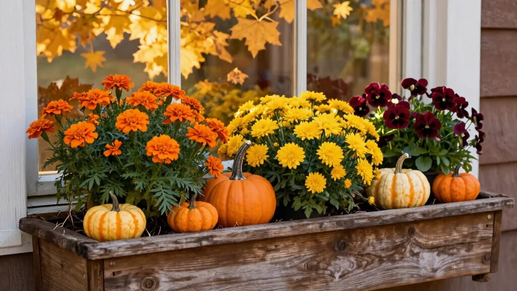 9 Warm Autumn Window Box Ideas with Harvest Colors