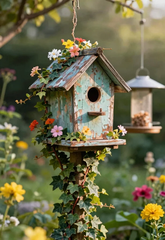 9 Rustic Vintage Window Box Ideas with Antique Flair 6. Charming Birdhouses