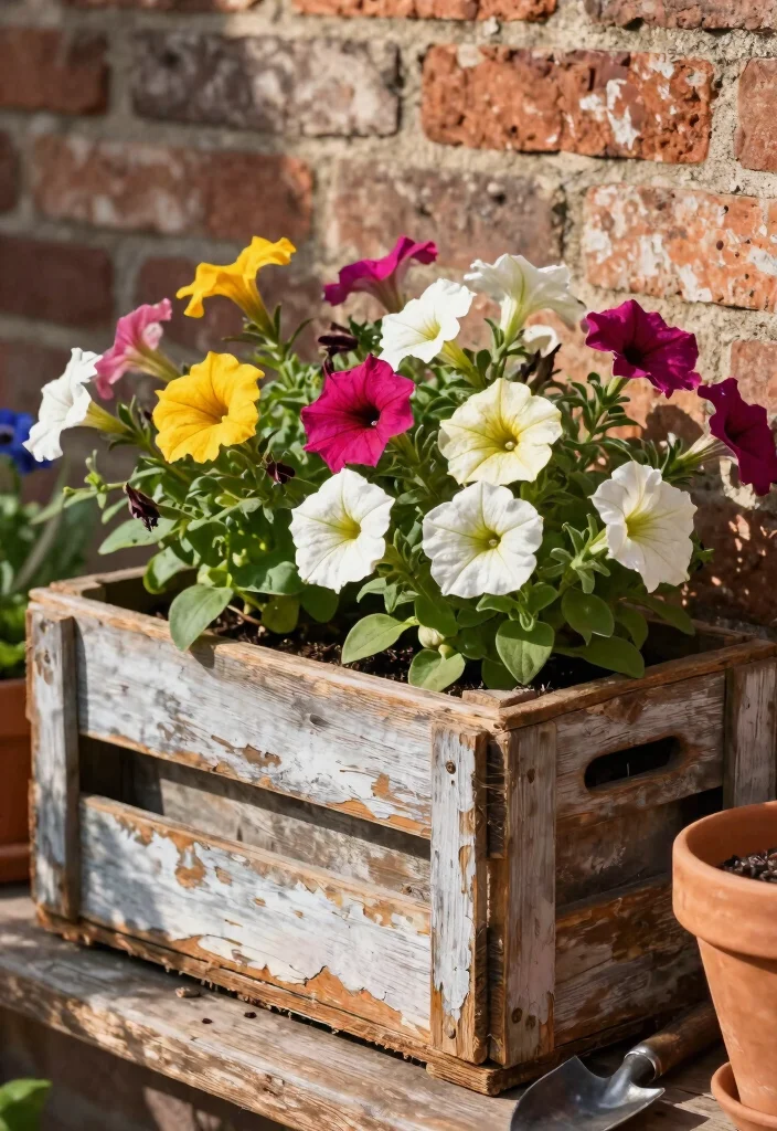 9 Rustic Vintage Window Box Ideas with Antique Flair 1. Repurposed Wooden Crates