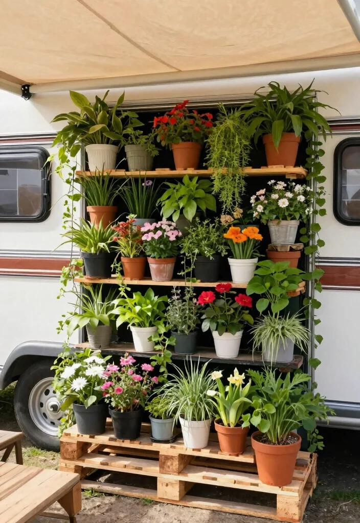 Cozy Caravan Awning Interior Ideas for Your Next Adventure 7. Vertical Gardens for Limited Space 0