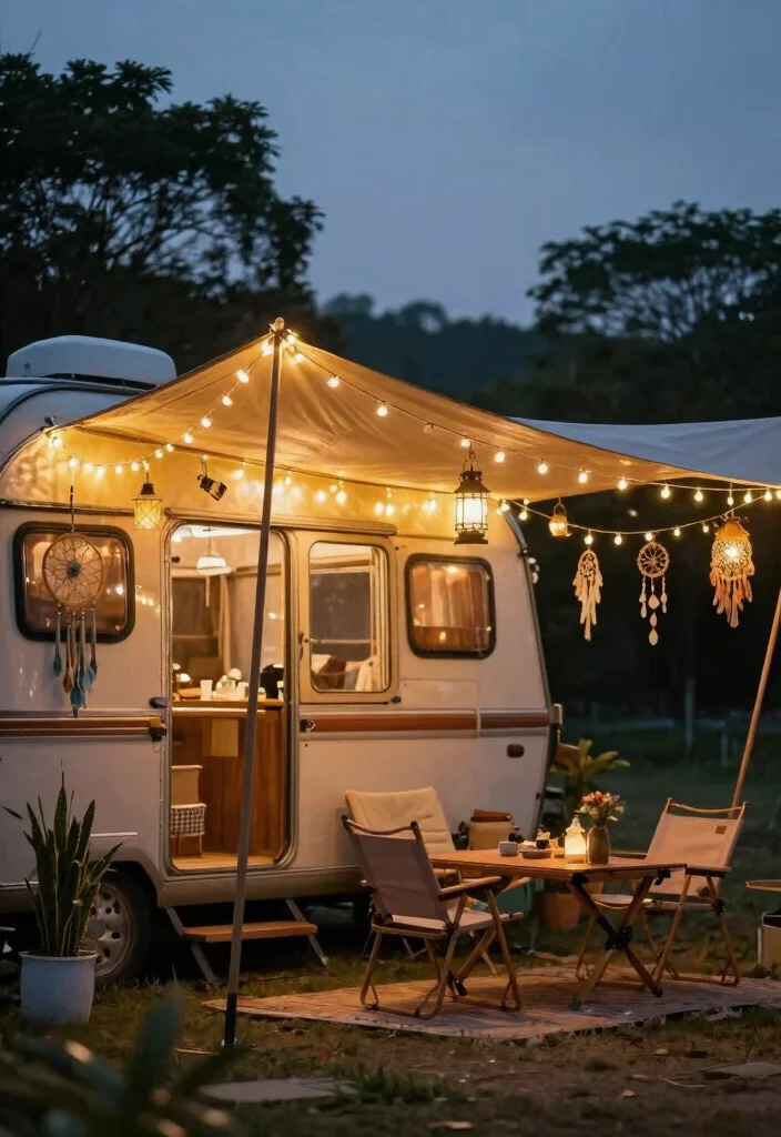 Cozy Caravan Awning Interior Ideas for Your Next Adventure 8. Natural Lighting and Decorative Elements 0