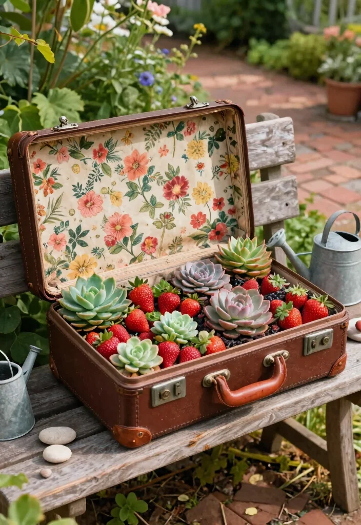 9 Rustic Vintage Window Box Ideas with Antique Flair 3. Vintage Suitcases